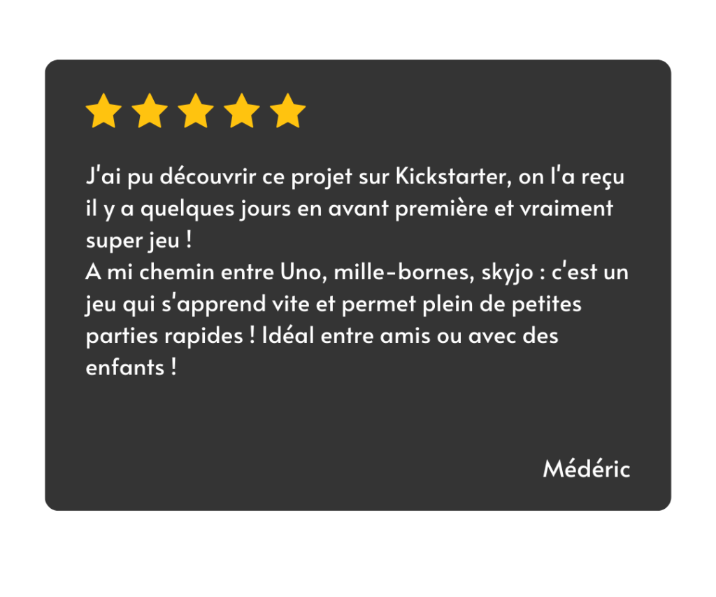Avis client de Médéric sur le jeu LaGagne, appréciant la stratégie et l'amusement du jeu en famille.